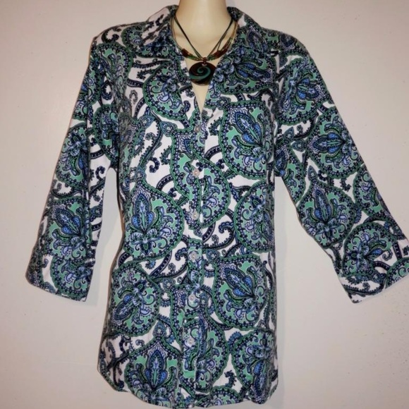 212 Collection Tops - 212 Collection Womens Top 1X Blue Paisley E303
